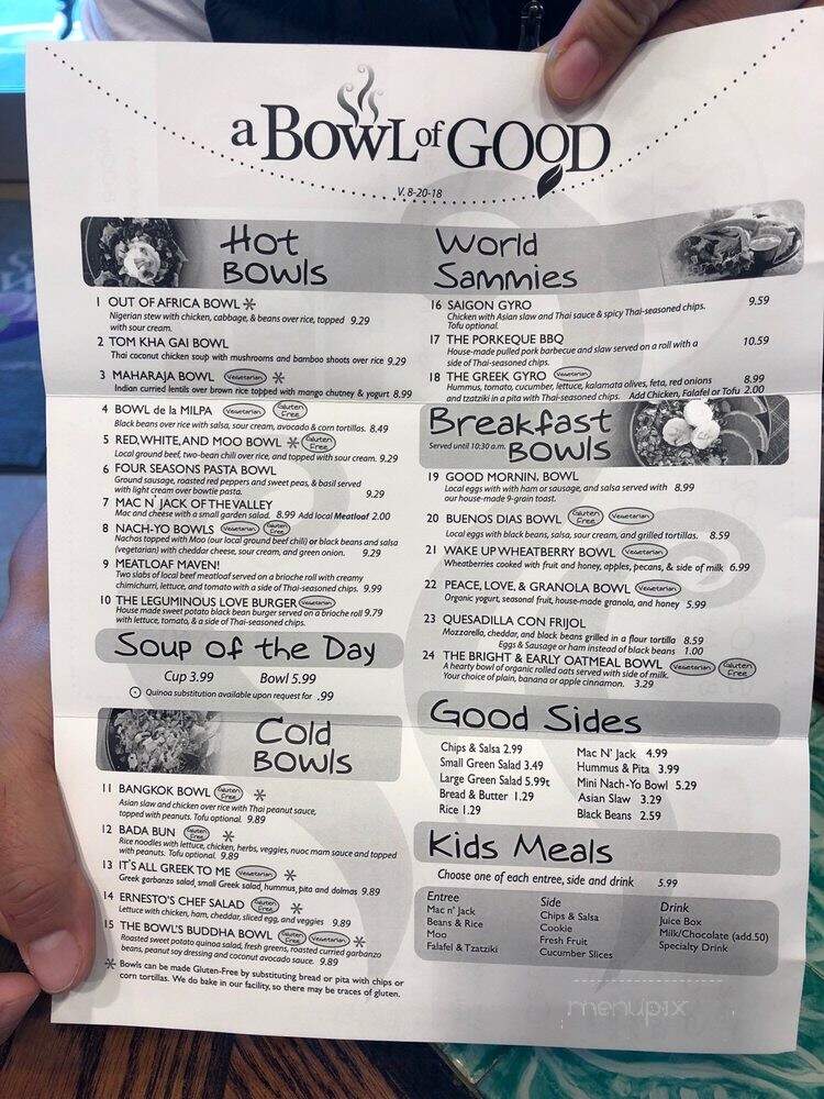 A Bowl of Good Cafe - Harrisonburg, VA menu_pic