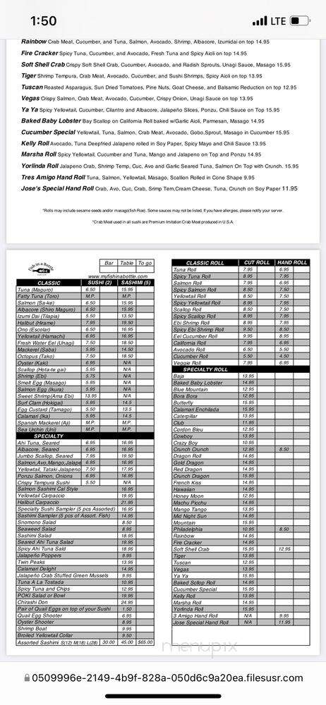 Fish in a Bottle Sushi and Grill - Placentia, CA menu_pic