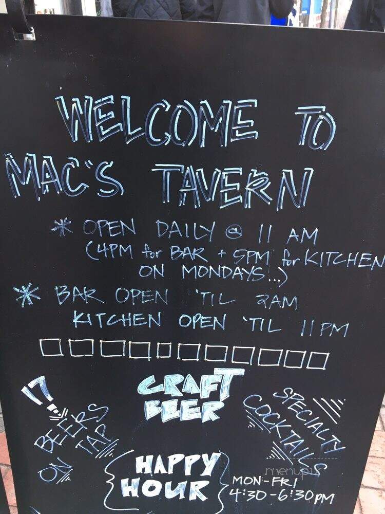 Mac's Tavern - Philadelphia, PA menu_pic