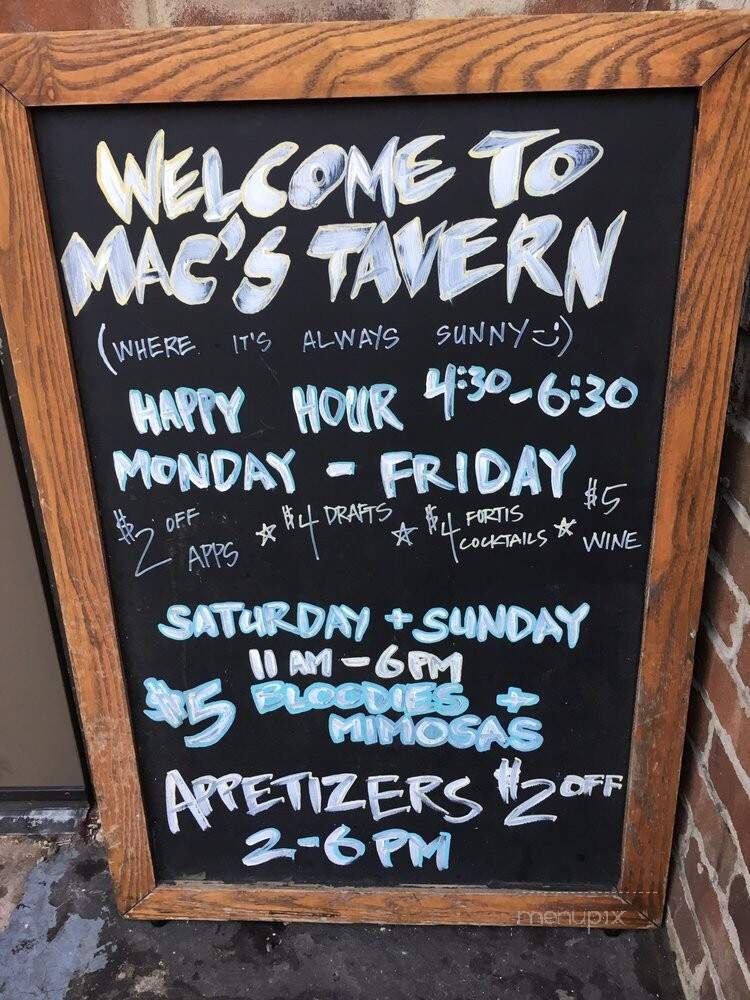 Mac's Tavern - Philadelphia, PA menu_pic