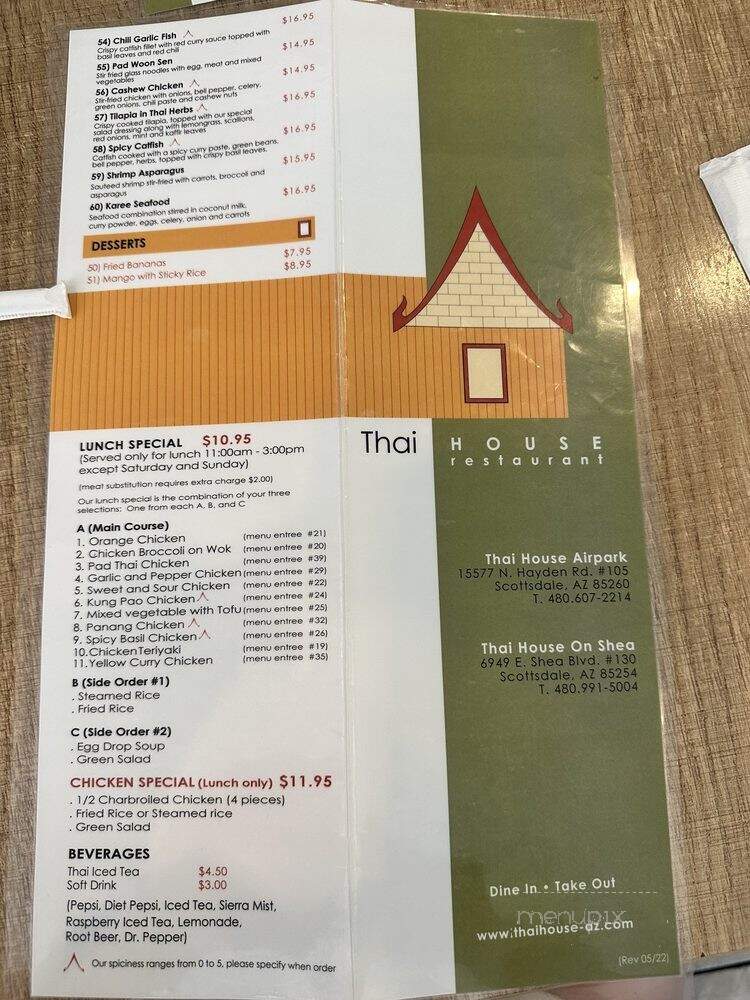 Thai House - Scottsdale, AZ menu_pic