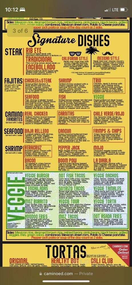 Camino Real - Bakersfield, CA menu_pic