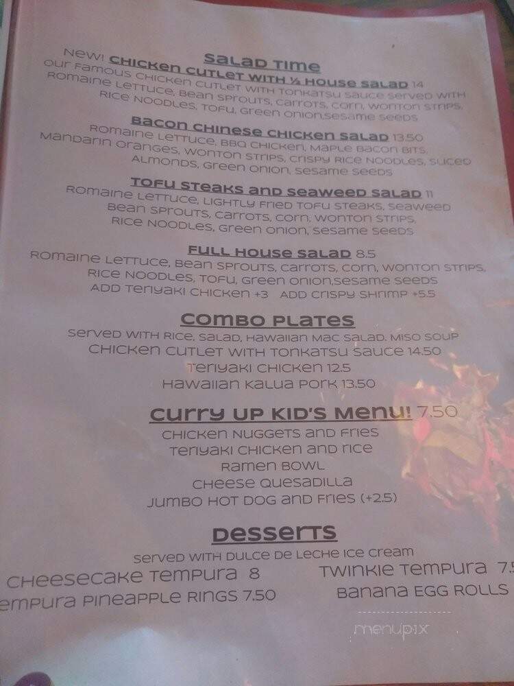 Curry Up Cafe - Woodland Hills, CA menu_pic