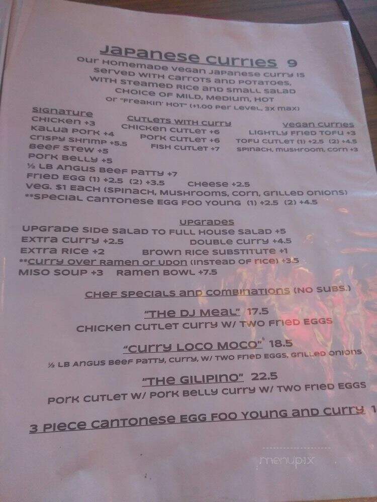 Curry Up Cafe - Woodland Hills, CA menu_pic