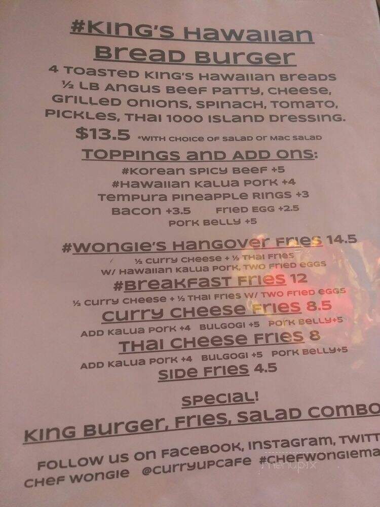 Curry Up Cafe - Woodland Hills, CA menu_pic