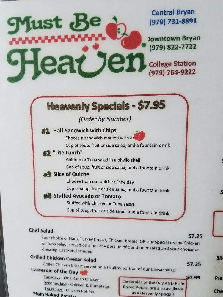 Must Be Heaven - Bryan, TX menu_pic