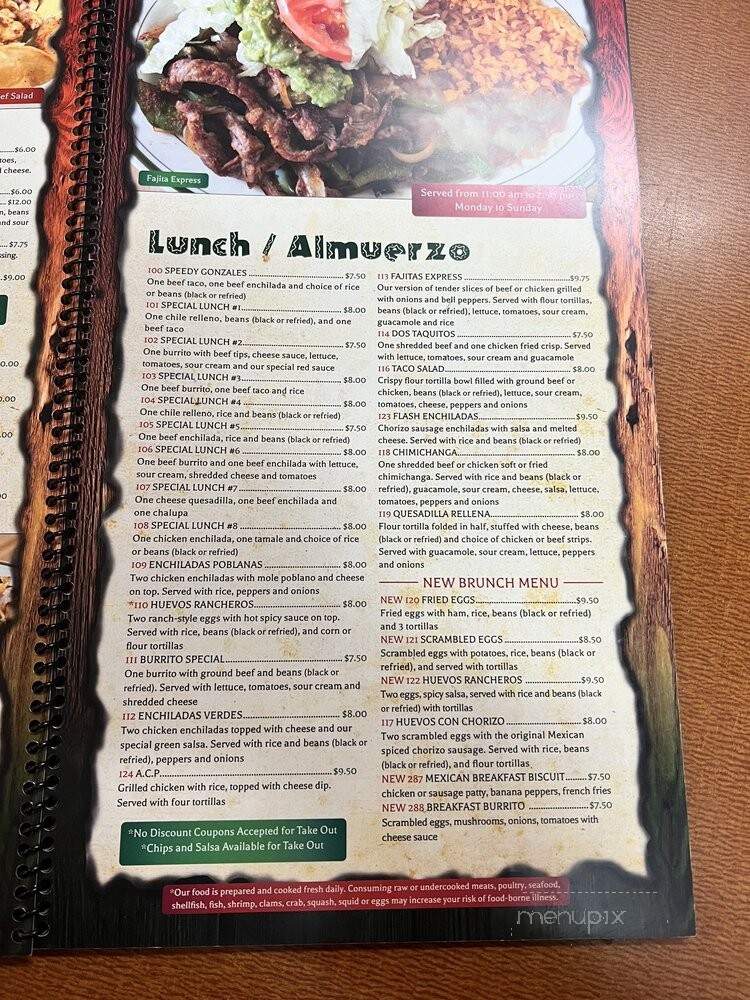 El Vaquero West - Palmyra, VA menu_pic
