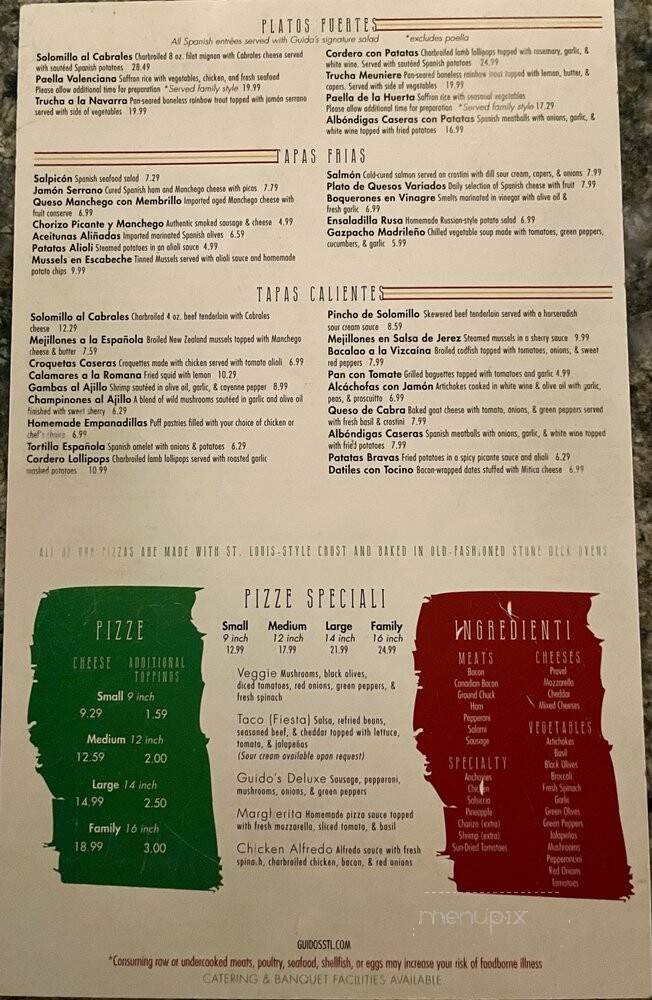 Guido's Pizzeria and Tapas - Saint Louis, MO menu_pic