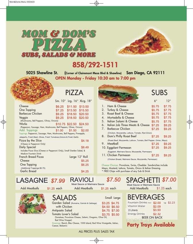 Mom & Dom's Pizza - San Diego, CA