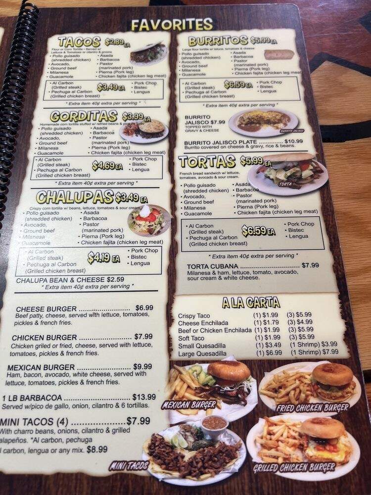 La Perla de Jalisco - San Antonio, TX menu_pic