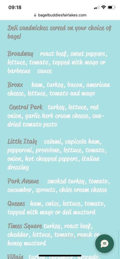 Bagel Buddies - Fairfax, VA menu_pic