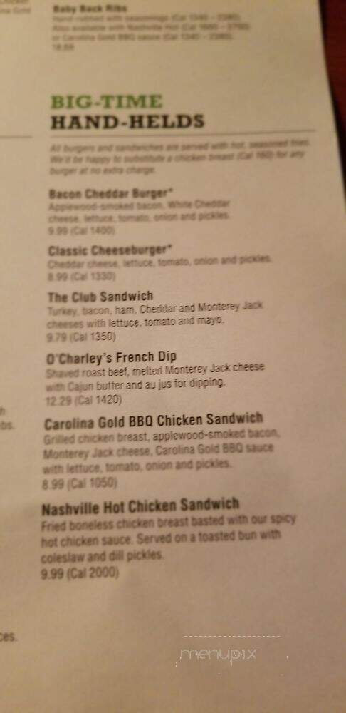 O'Charley's - Asheville, NC menu_pic