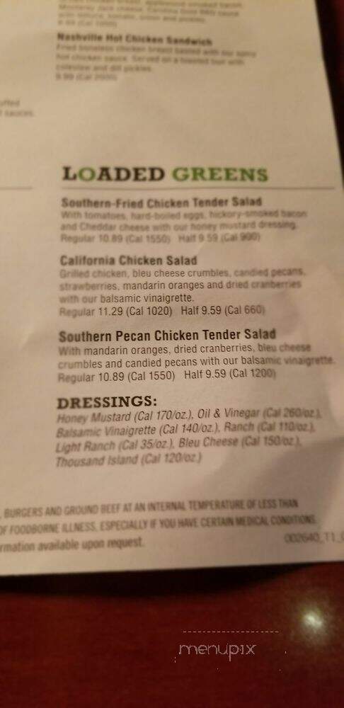 O'Charley's - Asheville, NC menu_pic