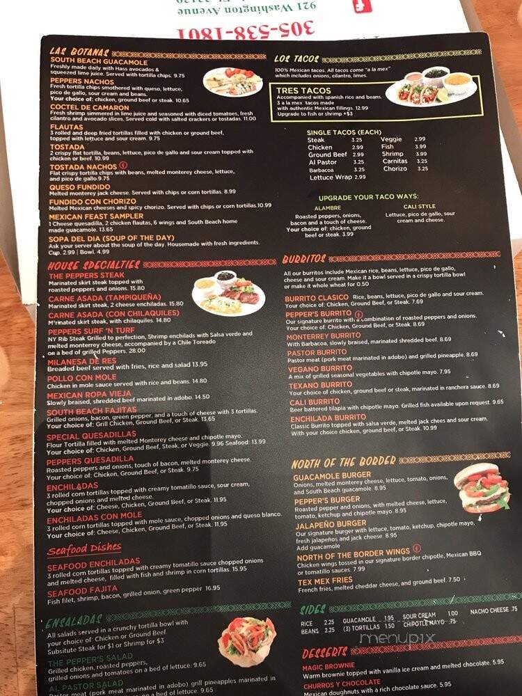 Pepper's Burrito Grill - Miami Beach, FL menu_pic