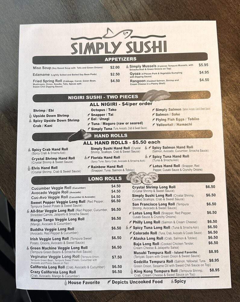 Simply Sushi - West Jordan, UT menu_pic