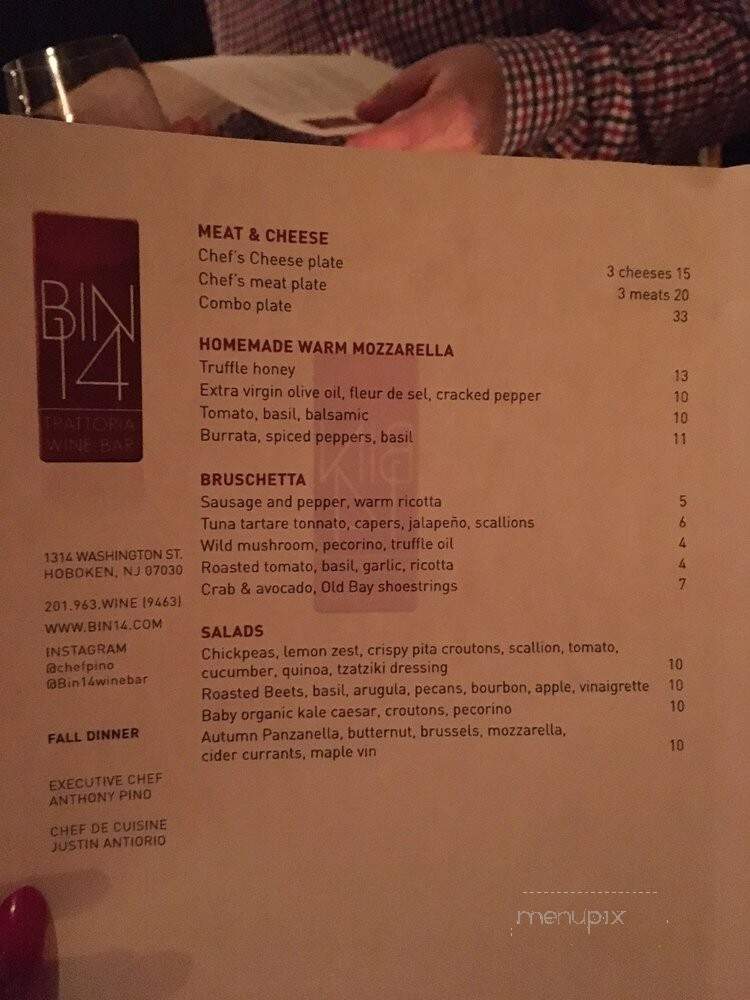 Bin 14 - Hoboken, NJ menu_pic