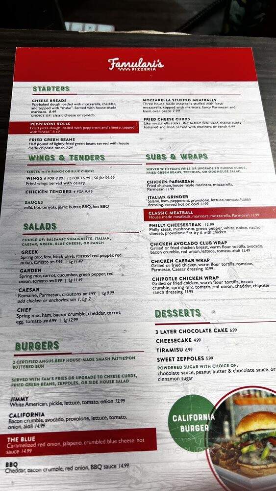 Famulari's - Summerville, SC menu_pic