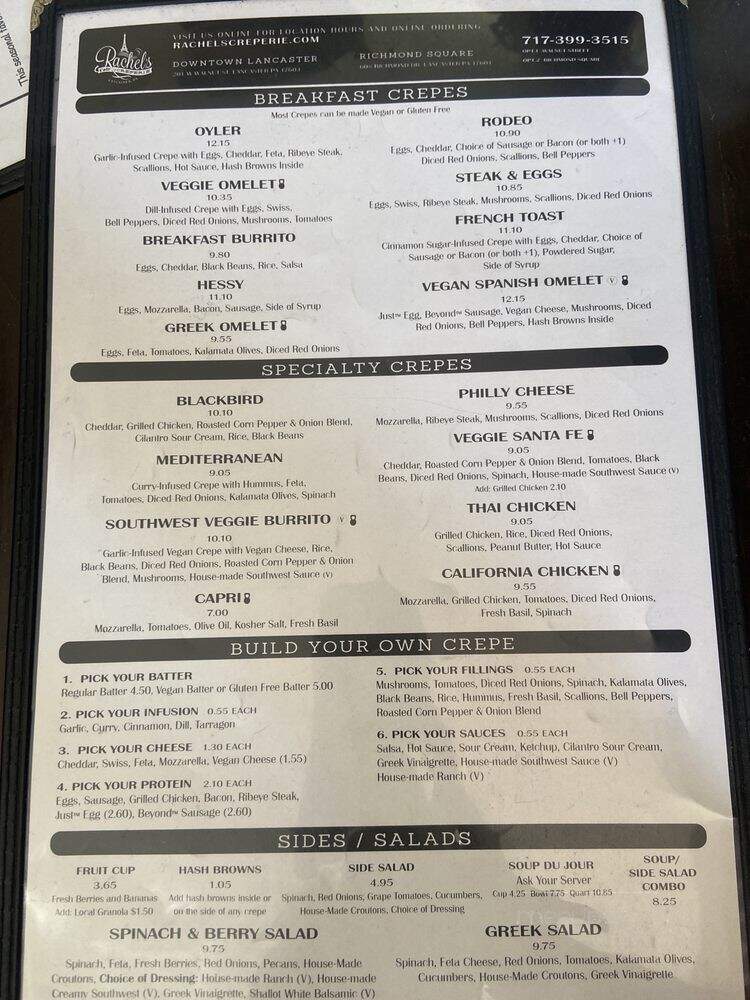 Rachel's Cafe & Creperie - Lancaster, PA menu_pic