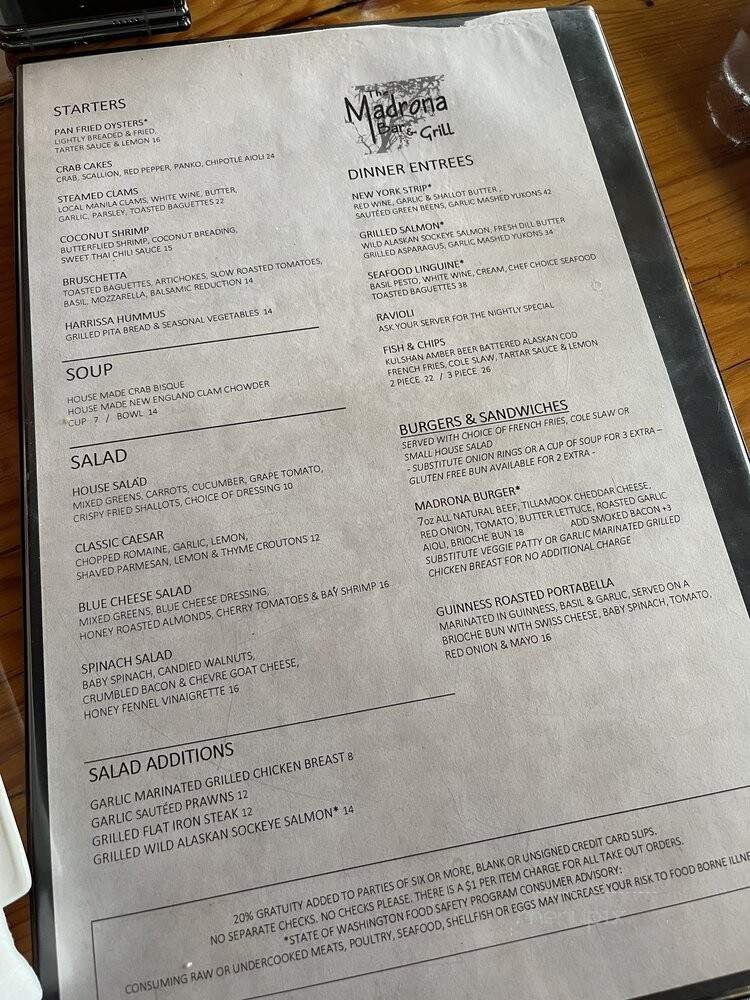 Madrona Bar & Grill - Eastsound, WA menu_pic
