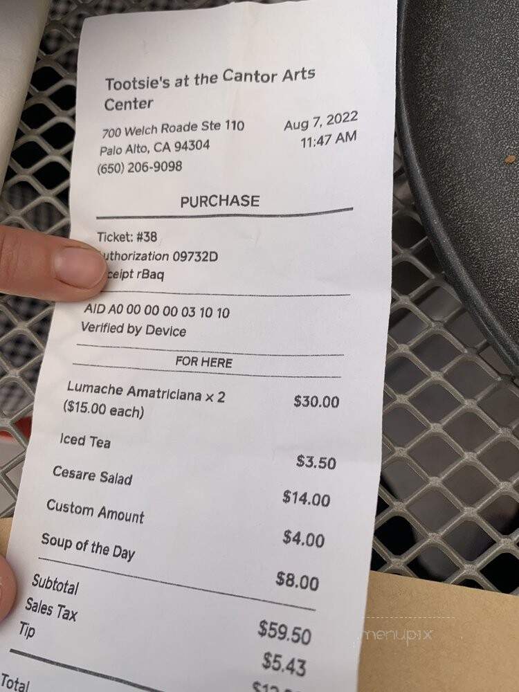 Tootsie's - Palo Alto, CA menu_pic