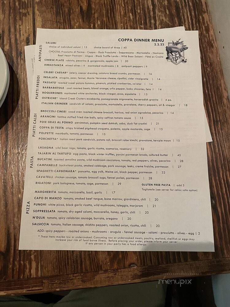 Coppa - Boston, MA menu_pic
