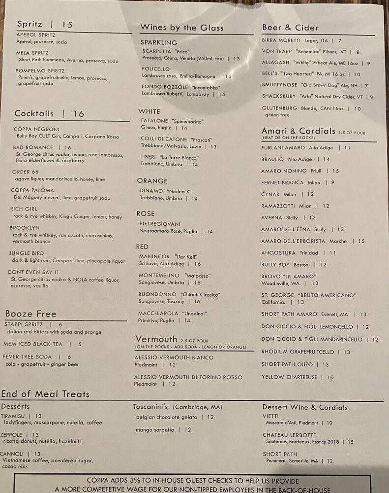 Coppa - Boston, MA menu_pic