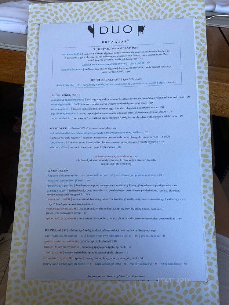 Duo - Wailea, HI menu_pic