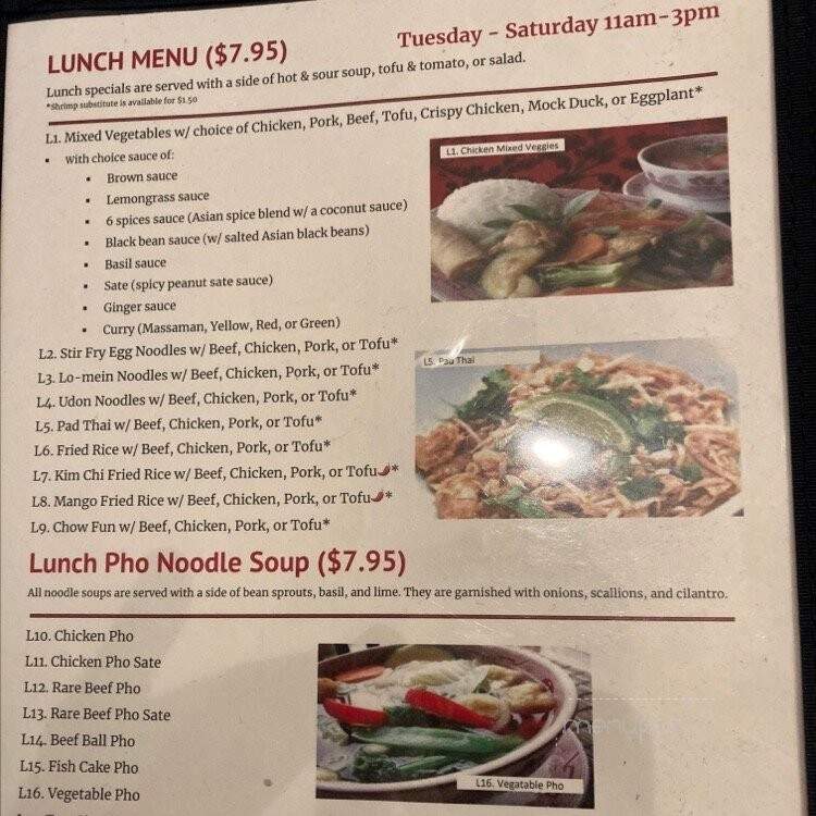 Miss Saigon - Amherst, MA menu_pic