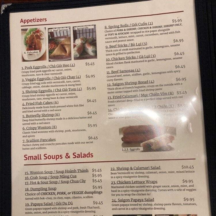 Miss Saigon - Amherst, MA menu_pic
