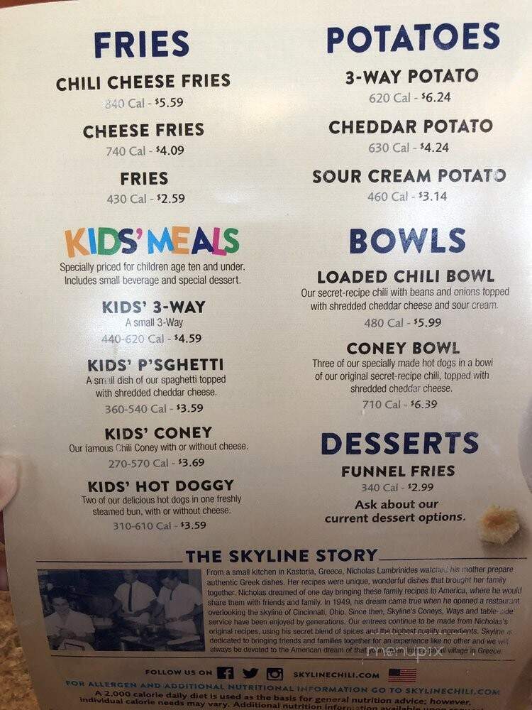 Skyline Chili - Indianapolis, IN menu_pic