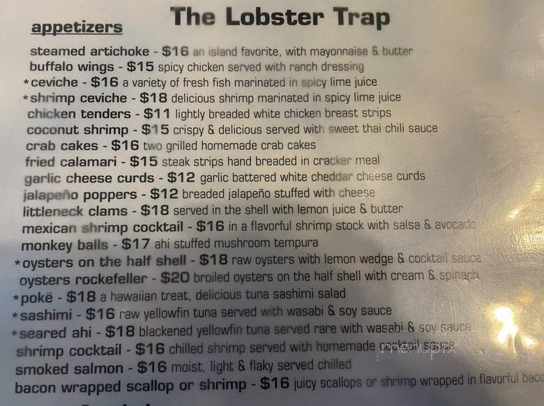 Lobster Trap - Avalon, CA menu_pic