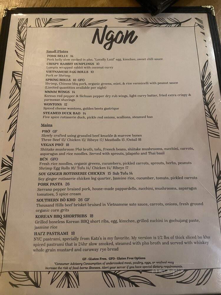 Ngon Vietnamese Bistro - Saint Paul, MN menu_pic