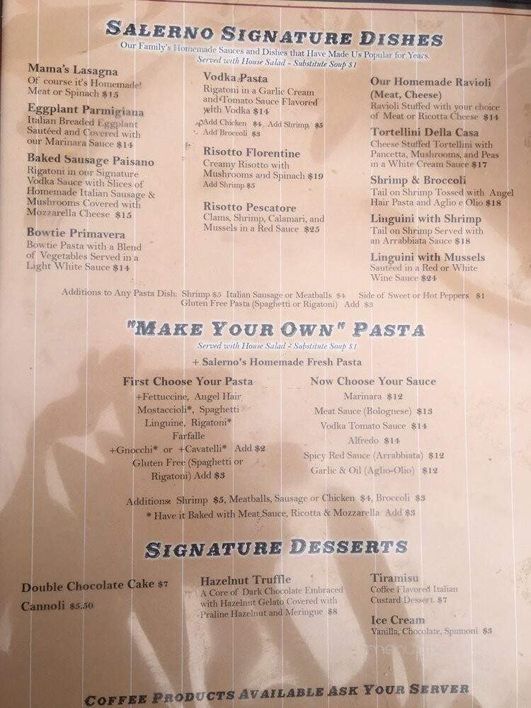 Salerno's - La Grange, IL menu_pic