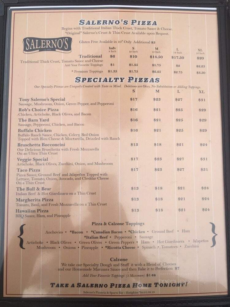 Salerno's - La Grange, IL menu_pic