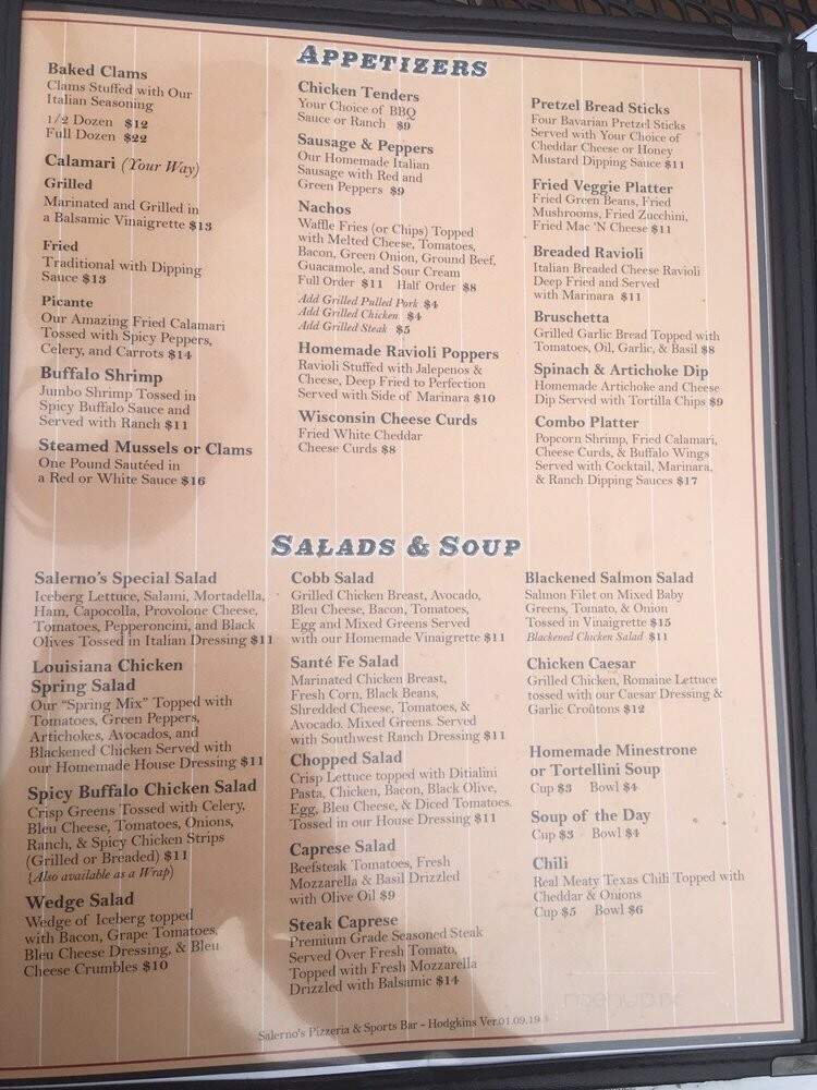 Salerno's - La Grange, IL menu_pic