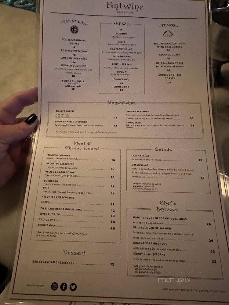 Entwine - New York, NY menu_pic