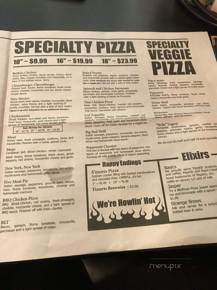 Wolfman Pizza - Charlotte, NC menu_pic