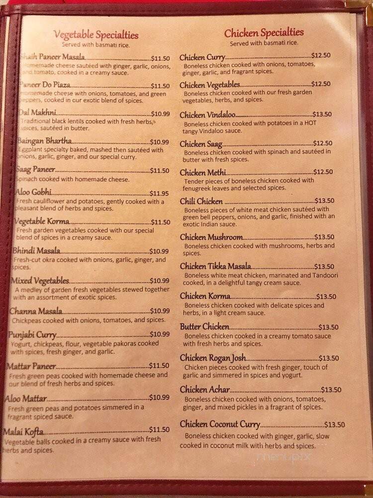 Mehfil Indian Restaurant - Roseville, CA menu_pic