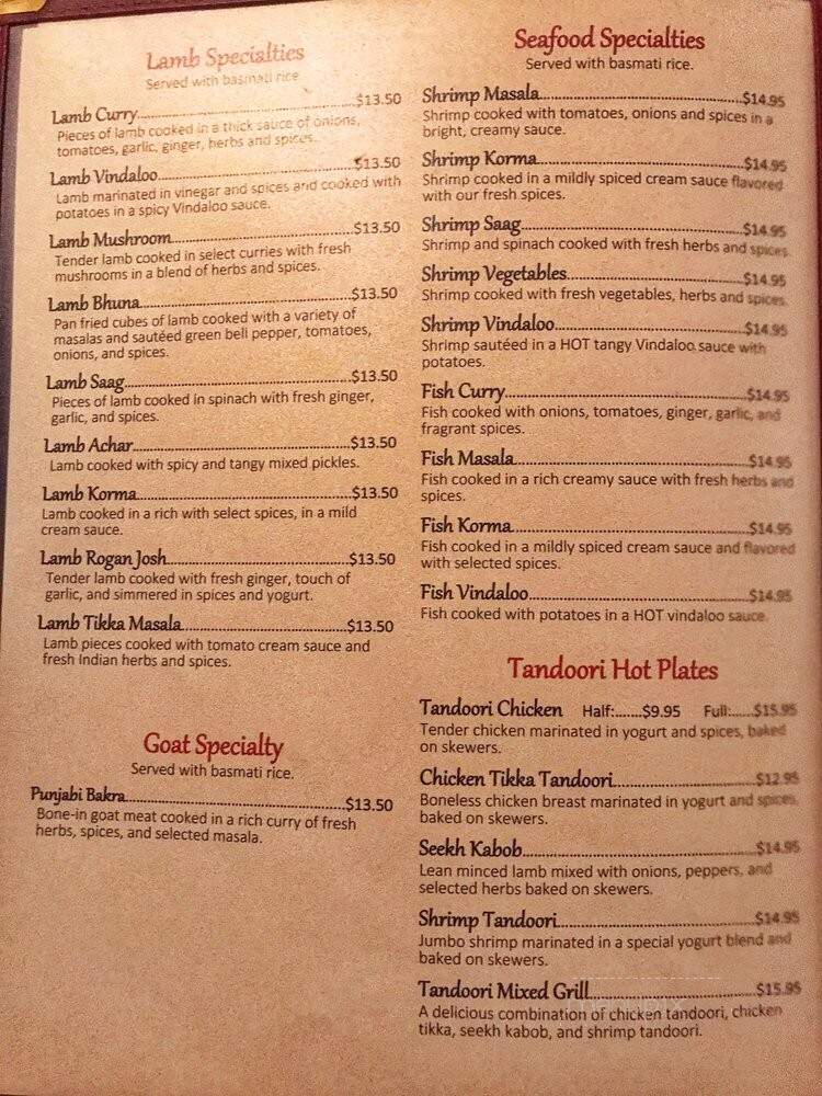 Mehfil Indian Restaurant - Roseville, CA menu_pic
