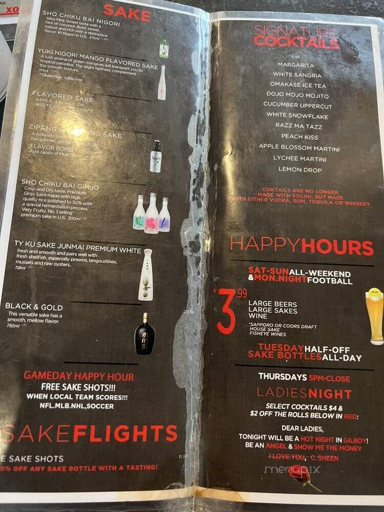 Sushi Omakase - Gilroy, CA menu_pic