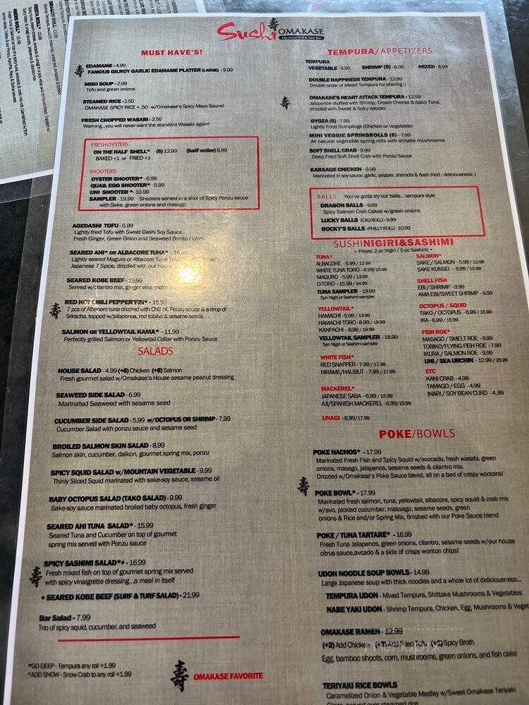 Sushi Omakase - Gilroy, CA menu_pic