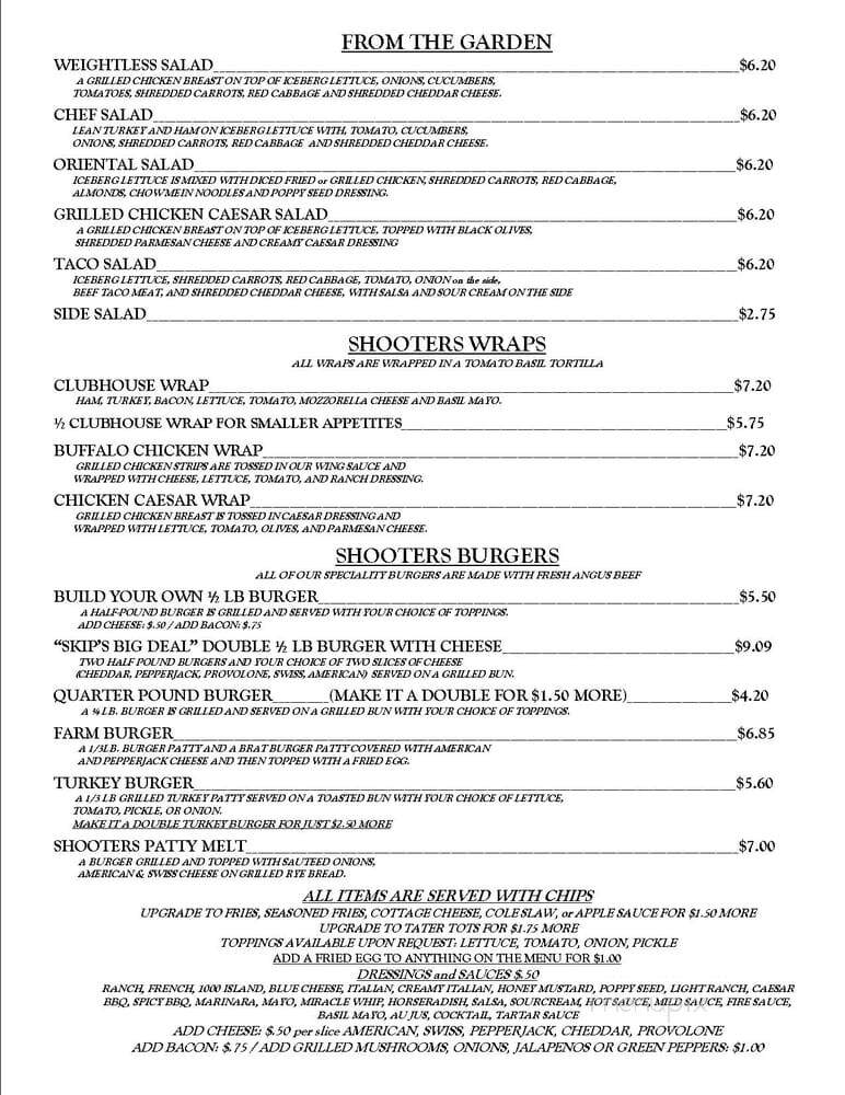 Shooter's Lounge - Bloomington, IL menu_pic