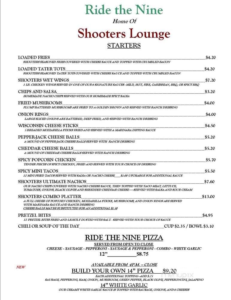 Shooter's Lounge - Bloomington, IL menu_pic