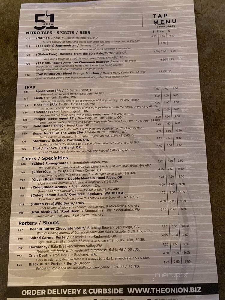 Onion Restaurant - Spokane, WA menu_pic