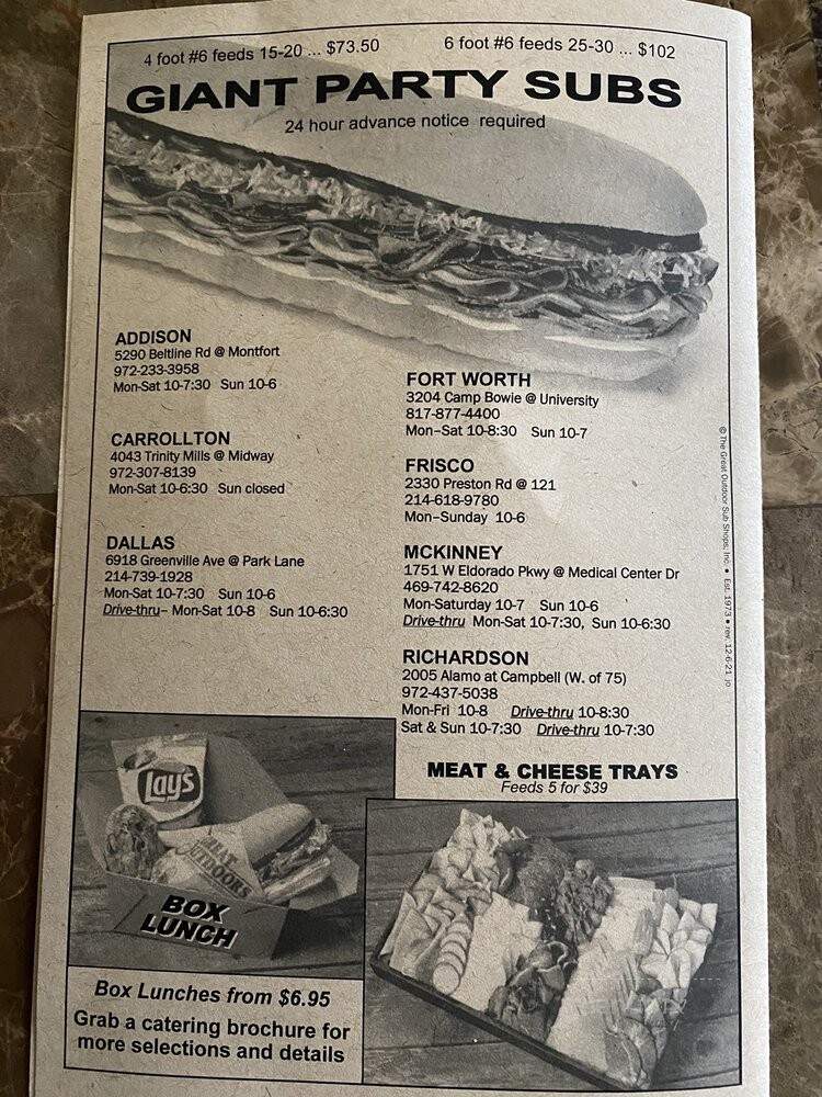 The Great Outdoors Sub Shop - Dallas, TX