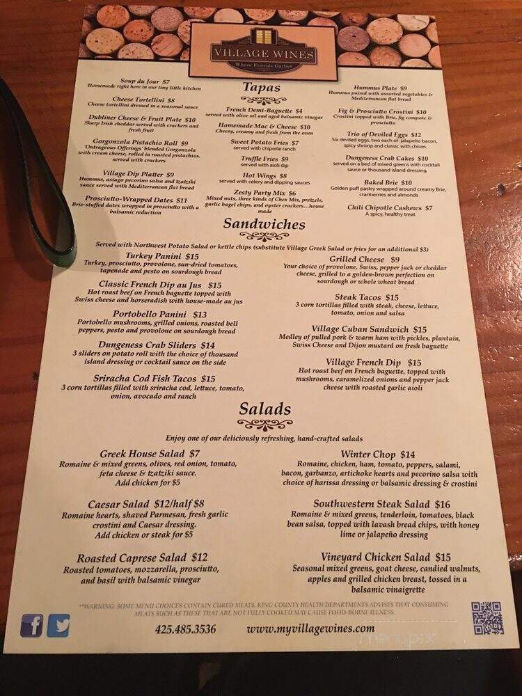 Village Wines - Woodinville, WA menu_pic