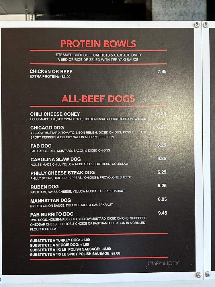 Fab Hot Dogs - Reseda, CA menu_pic