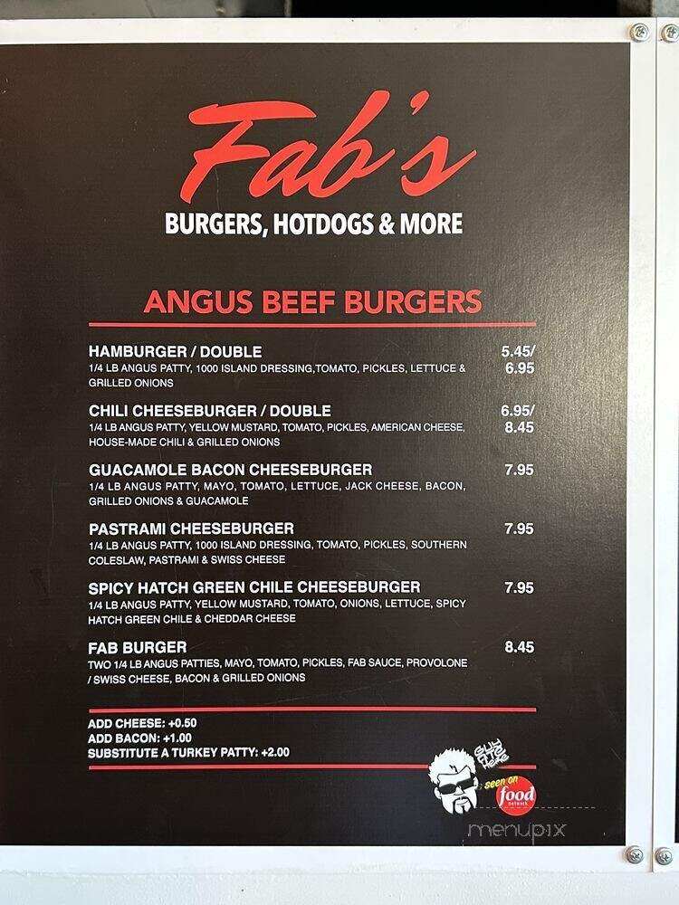Fab Hot Dogs - Reseda, CA menu_pic
