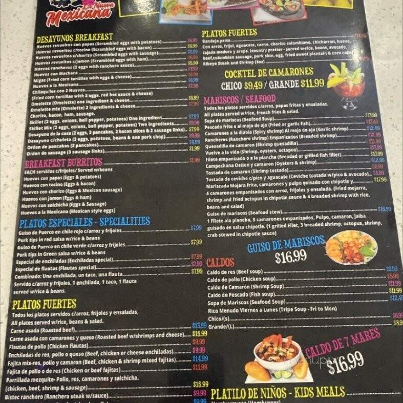 Taqueria la Nueva Mexicana - Arlington, TX menu_pic