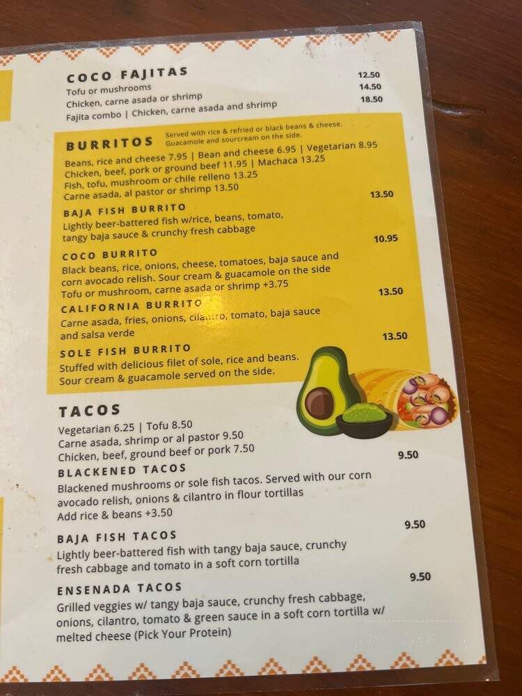 Coco Renos - Long Beach, CA menu_pic